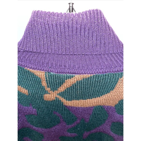 Country Suburbans Women’s Turtleneck Sweater Size Small Purple Green Geometric - Picture 9 of 12